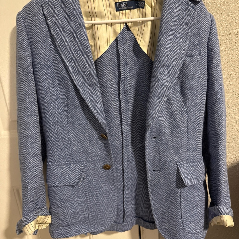 Polo by Ralph Lauren Light Blue Herringbone Blazer